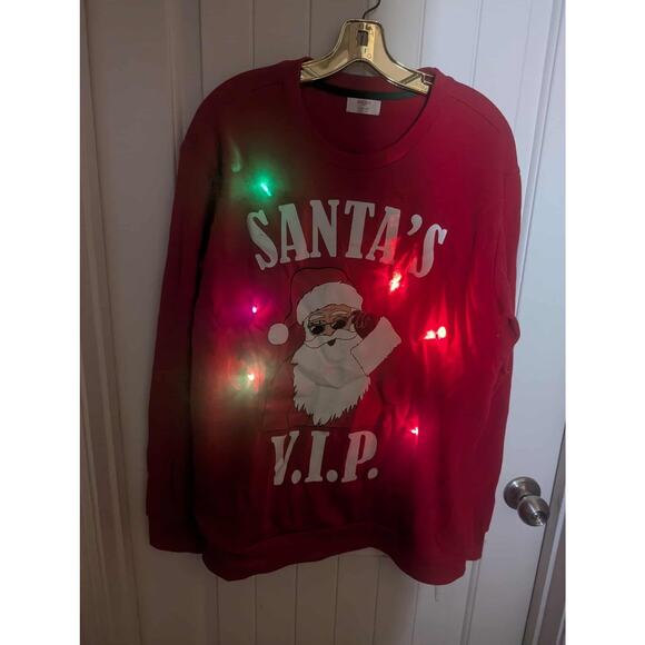 SANTA'S VIP Light Up Christmas Sweatshirt Size L Festive Holiday Time Party - Picture 4 of 10